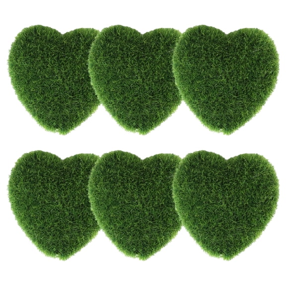 XIBUFE 6Pcs Moss for Crafts,Romantic Heart-Shaped Design Moss Balls,High-Quality Flocked Craftsmanship Moss Balls Bowl Filler