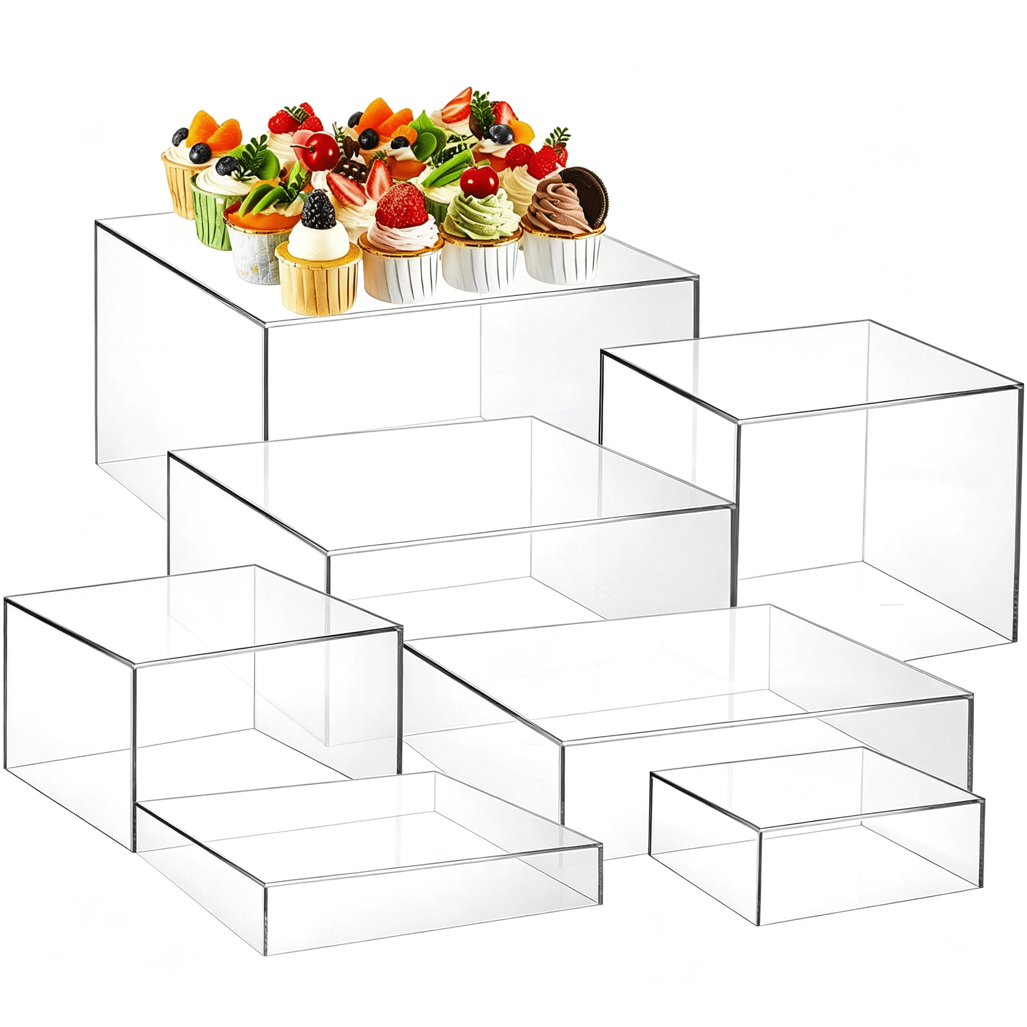 Large Table Risers XIBUFE 7Pcs Large Buffet Risers Set 6