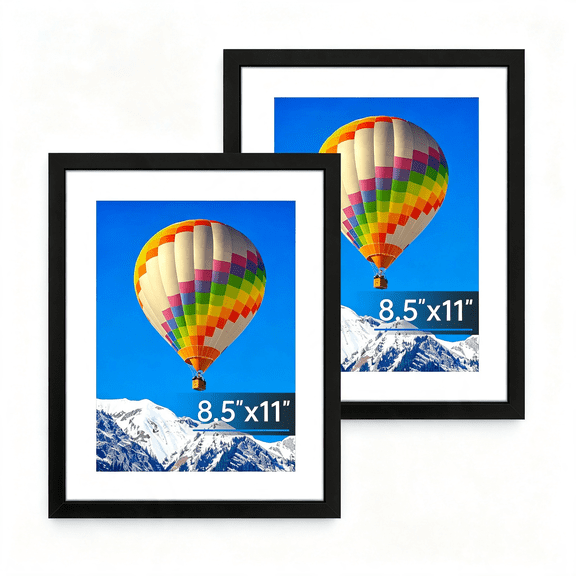 XIBUFE 8.5X11 Picture Frame Set of 2,Photo Frame with Hd Plexiglass,Display Pictures 6X8 with Mat Or 8.5X11 without Mat,Black Picture Frames Collage Wall Decor,Gallery Wall Frame