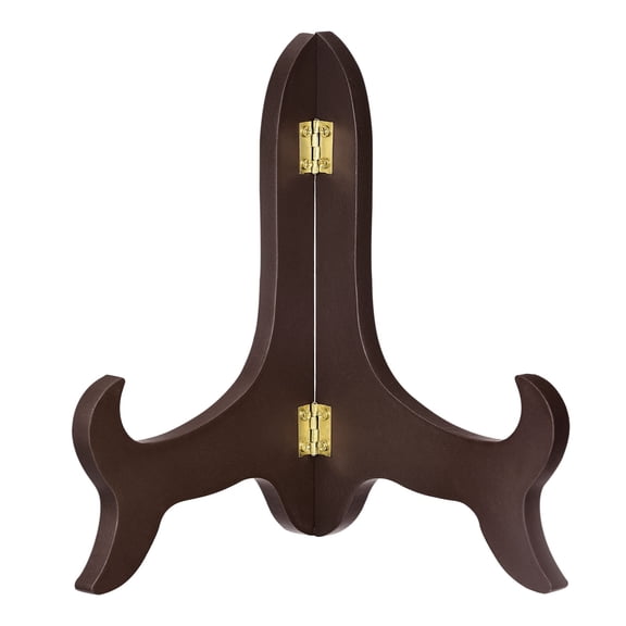 XIBUFE 8" Easel Plate Holder,Wooden Folding Display Stand Brown for Decorative Picture Frame,plate display stands,1 Pack