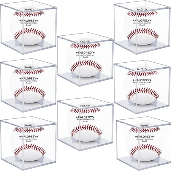 XIBUFE 8 Pack Baseball Display Case,Uv Protected Acrylic Boxes for Display,Clear Display Case Baseball Cube Memorabilia Showcase Autograph Ball Protector