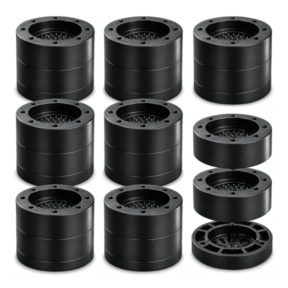 XIBUFE 8 Pack Bed Lifts Risers,Adjustable Furniture Risers for Bed Couch Chair Desk Legs,Heavy-Duty Round Table Height Extender 2 Inch Riser with Anti-Slip Pads,Black