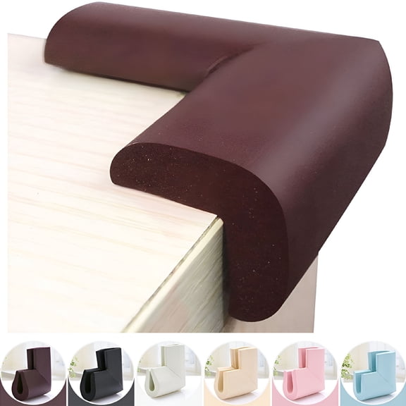 XIBUFE 8 Pack Furniture Corner Guards, Soft Foam Baby Proofing Cushions, Adhesive Child Safety Protectors for Table, Fireplace, Countertop, Pink and Clear