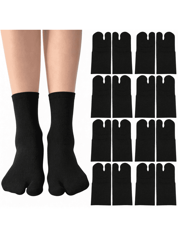 8 Pair Tabi Split Toe Flip Flop Socks Soft Cotton Elastic Japanese Geta Sandal Socks for Women and Men Unisex Tabi Socks Breathable Comfortable