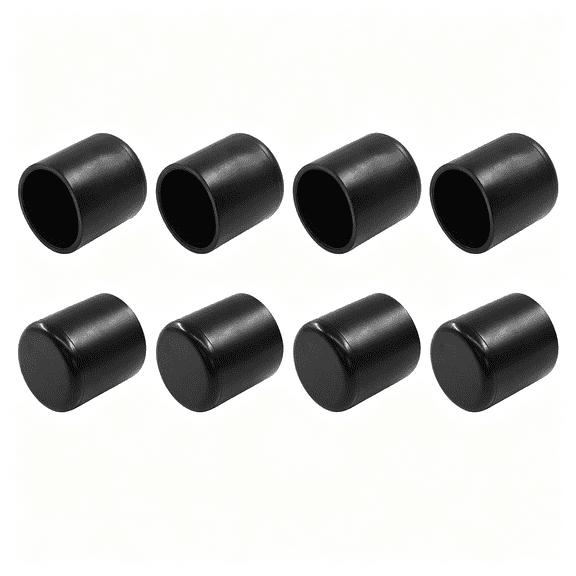 XIBUFE 8 Pcs 3/4 Inch Round Rubber Leg Tips,Table Chair Leg Caps Cover Anti-Slip Prevent Scratches(Black)