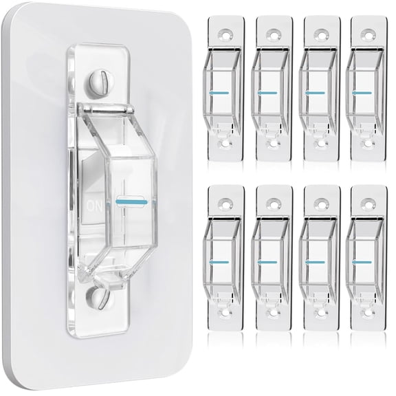 XIBUFE 8Pack Light Switch Cover Guard Switch Lock with Glowin the Dark Effect | Fits Standard Toggle Switches,Child-Proof Lock Stops Kids from Accidentally Switching Off Lights Or