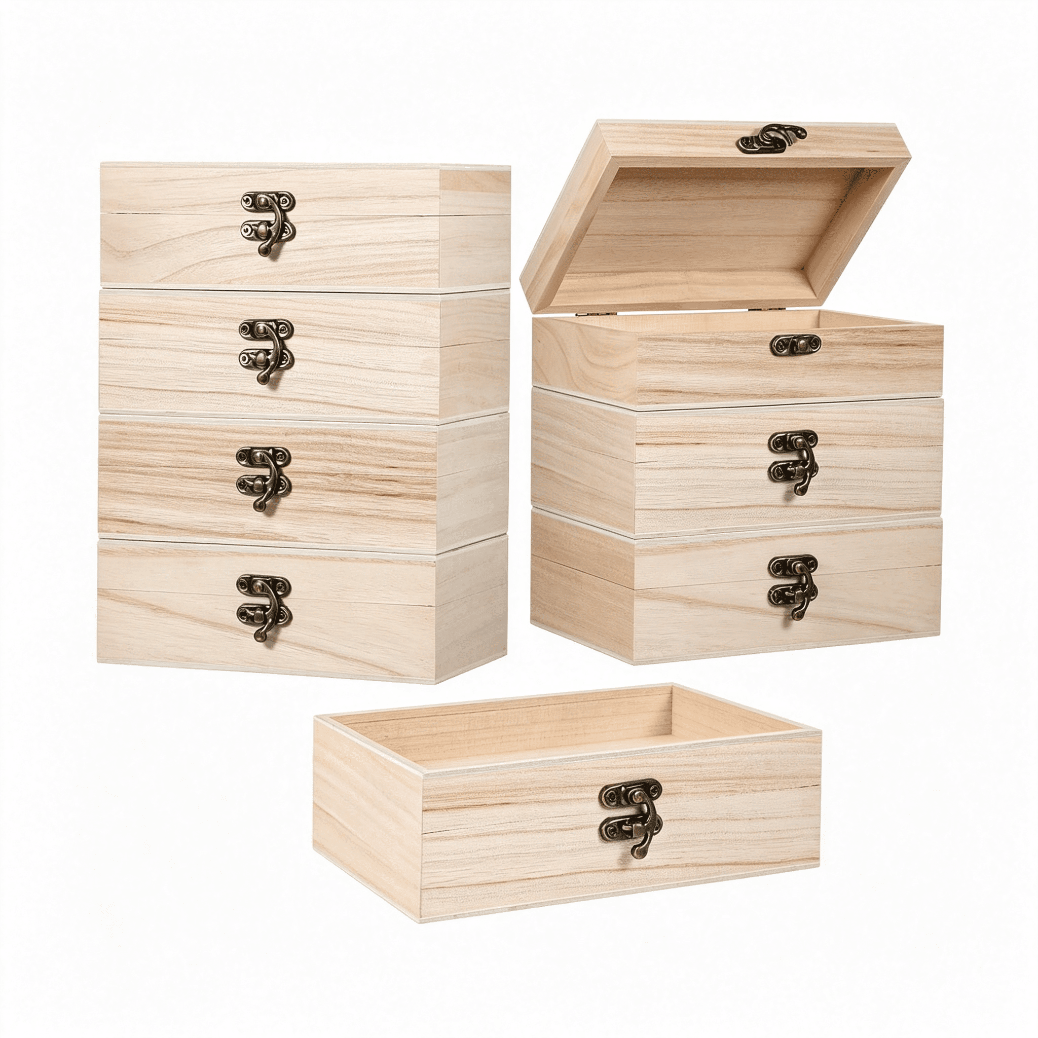 XIBUFE 8Pcs Unfinished Wooden Box 6