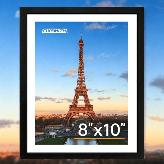 XIBUFE 8x10 Picture Frame 1 Pack, Photo Frame with HD Plexiglass, Display Pictures 5x7 with Mat or 8x10 Without Mat, Picture Frames Collage for Tabletop or Wall Display, Black