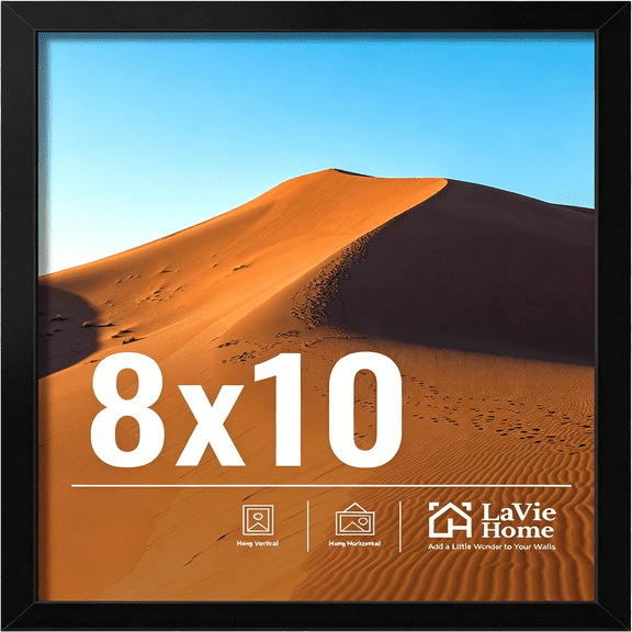 XIBUFE 8x10 Picture Frame for Wall Display, Black Picture Frame with HD Plexiglass, 8 x 10 Poster Frame 1 Pack, Display Frame for Vertical or Horizontal, Classic Collection