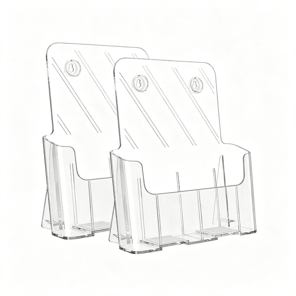 XIBUFE Acrylic Brochure Holder 8.5X11,2Pcs Literature Display Stand Desktop/Wall-Mount,Clear Plastic Flyers Holder Fits 8.5"Wide Magazines,Pamphlets,Documents,Booklets,Journals,Menus