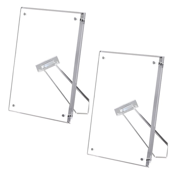 XIBUFE Acrylic Frame 5 x 7, Clear Picture Frame Freestanding Floating Display, Acrylic Magnetic Picture Frames for Desktop, Double-Sided, 2 Pack