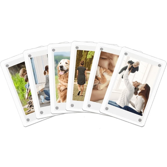 XIBUFE Acrylic Fridge Magnetic Frame,6 Pcs Double Sided Photo Refrigerator Magnet Picture Frame for Mini,2.36 X 3.54 Inch Magnetic Picture Frames for Refrigerator