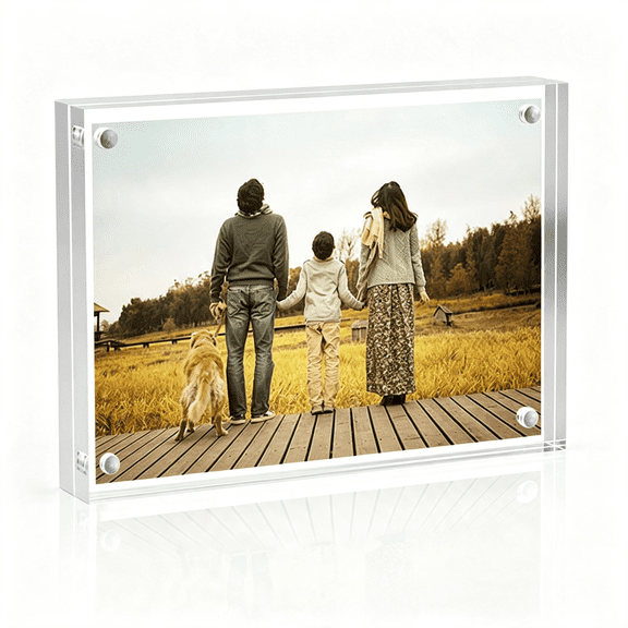 XIBUFE Acrylic Picture Frames 2.5X3.5 Inches, Clear Double Sided Magnetic Photo Block Frame,Desktop Frameless Picture Display, Wallet Small Picture Frames 2X3