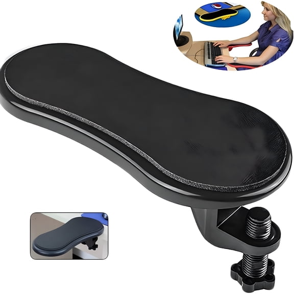 XIBUFE Adjustable Arm Rest for Desk, Ergonomic Design Memory Foam Mousepad Holder 180 Degree Rotating Support for Table, Office, Chair, Desk (Fits Desks Up to 60mm/2.4")