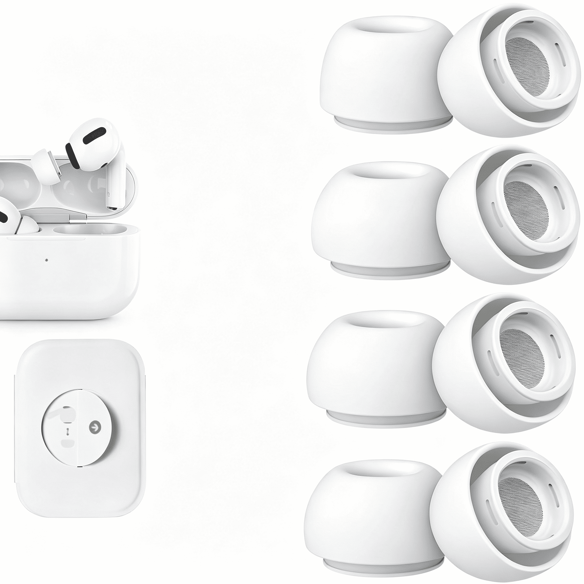 XIBUFE for Airpods Pro 2Nd/1St Replacement Ear Tips(Xs/S/M/L)-Whiite,Silicone,With Noise Reduction Hole&Built-In Dust Gu