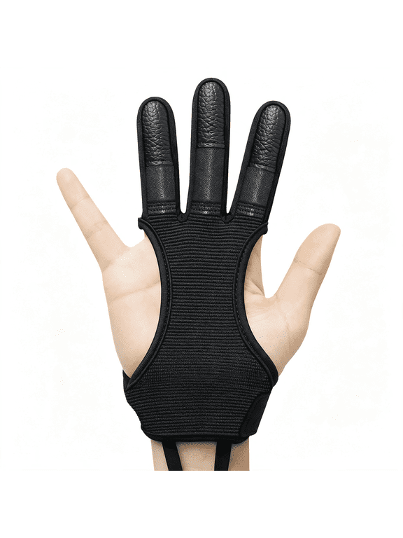 Archery Gloves Shooting Hunting Leather Three Finger Protector|Archery Glove Guard for Men Women,Youth Adult Beginner,Durable Archery Gloves Archery