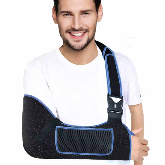 XIBUFE Arm Sling Shoulder Support,Breathable Padded Brace with Pocket&Thumb Loop,Fits Left&Right Arm,For Rotator Cuff,Elbow,Wrist&Clavicle Injury,Post-Surgery Recovery for Men&Women(Black,Medium)