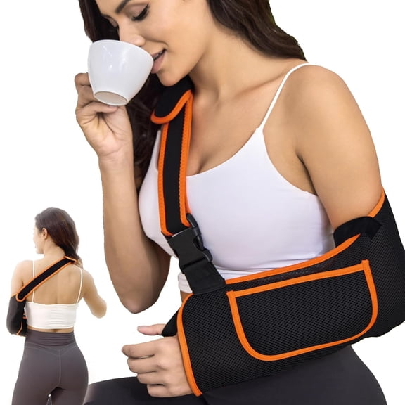 XIBUFE Arm Sling for Women&Men with Enhanced Size Adjustable Sling for Arm Support,Elbow Wrist Left Right Arm Sling with Buckle Design Arm Sling Shoulder Immobilizer (M)