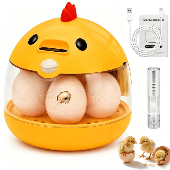 XIBUFE Automatic Egg Incubator for Hatching Eggs with Led Temperature Display,Humidity Control &Amp; Egg Turner,Clear Lid Incubator for Chicken,Quail &Amp; Bird Eggs(6 Egg Capacity)