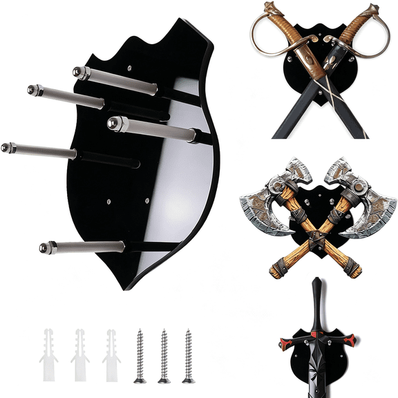 XIBUFE Axe sword display stand, Sword Hanger, Acrylic katana wall mount can display two swords or a single sword at the same time with Hardware (Pack of 1)