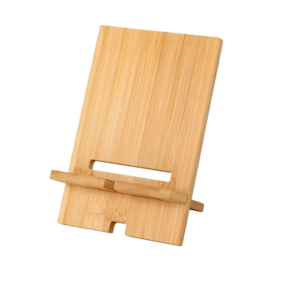 XIBUFE Bamboo Wood Phone and Tablet Stand, Adjustable Detachable Desk Holder with Anti-Slip Base, Portable Dock for Home Office, Beige