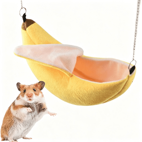 XIBUFE Banana Bed House, Hammock for Small Animal, Warm Bed House, Cage Nest for Sugar Glider Hamster Small Bird Pet (Warm Bed House Cage Nest Hamster Cage Accessories Banana)