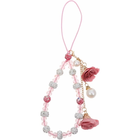 XIBUFE Beaded Flower Phone Bracelet Wrist Strap 7.08In Non-Slip Mobile Phone Lanyard for Hands-Free Use Anti-Drop Cell Charm Accessory
