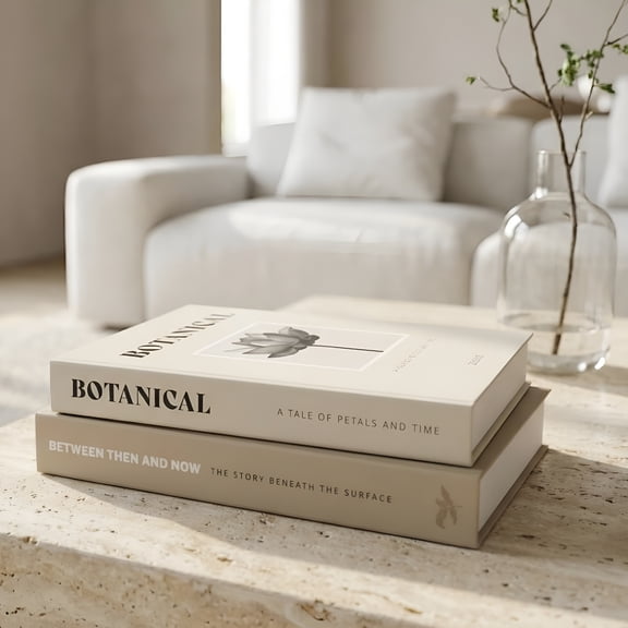 XIBUFE Beautiful Decorative Books - Set of 2 Boxes Enhance Your Coffee Table,Bookshelf Or Mantel Decor - Aesthetic Fake/Faux Books for Modern Home Decoration,Photo Storage and As A Keepsake Box