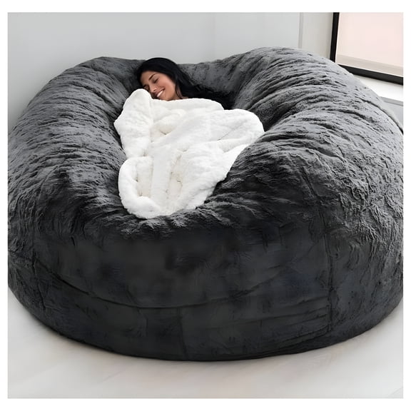 XIBUFE Big Huge Giant Bean Bag Chair for Adults,(No Filler) Bean Bag Chairs in Multiple Sizes&Colors Giant Foam-Filling Required-Machine Washable Covers,Double Stitched Seams,Dark Grey,150*75cm