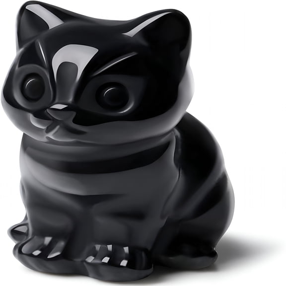 XIBUFE Black Cat Decor Obsidian Cat Crystal Figurines Crystals Gifts for Cat Lovers Men Women Lucky Cute Cat Statue Loss of Cat Sympathy Gift Cute Decoration