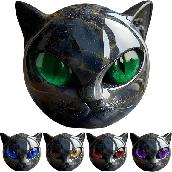 XIBUFE Black Cat Stone Sculpture Marble Look Resin Statue Elegant Home Decor & Gift-Ready Art Piece Black Cat Sculpture Healing Stone Handmade Resin Statue Gifts for Cats Lovers Women