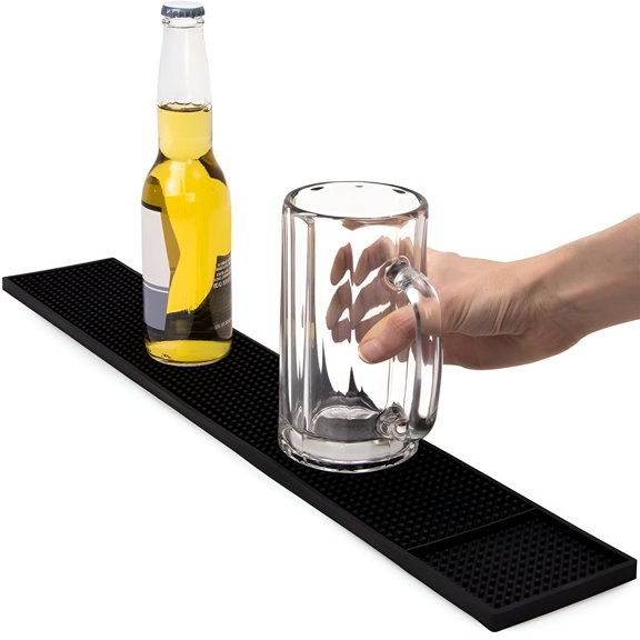XIBUFE Black Spill Bar Mat, Non-Slip PVC Drying Mat for Bars, Restaurants, Countertops