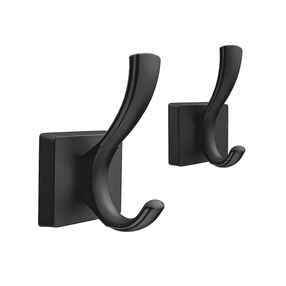 XIBUFE Black Towel Hooks,Coat Robe Hooks Bathroom Entryway Mudroom Pool Hooks for Wall Mount Hanging Towels Bathrobe Key Hat Backpack Wall Mount Towel Hook(2 Pack,Black)