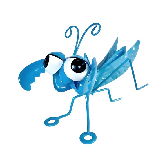 XIBUFE Blue Mantis Garden Statue, Rustic Metal Wall Art, American Country Yard Decor for Patio, Balcony, Backyard, Outdoor Animal Figurines
