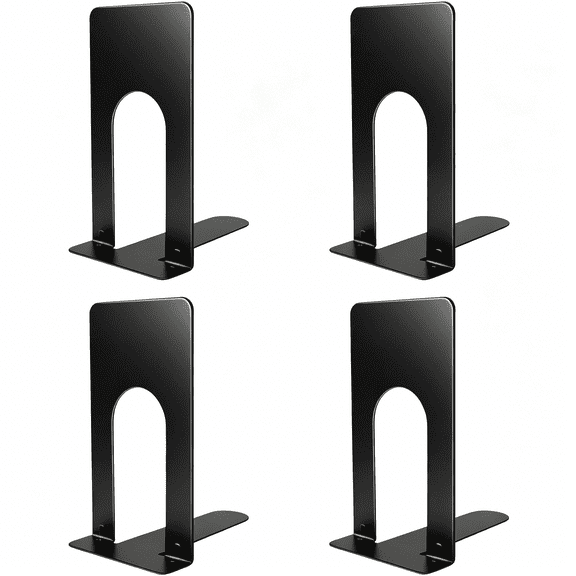 XIBUFE Book Ends for Shelves,4 Pack Metal Bookends,Compact Book Stopper for Small Books,CDs,Vinyl Records,Desk&Classroom Organizer,3.9x2.8x5.2 Inch,Gift for Book Lovers