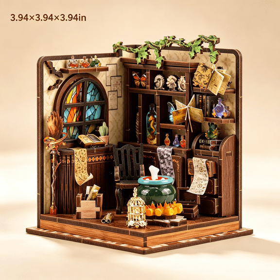 XIBUFE Book Nook Kit  DIY Miniature House Kit, Book Nook Kits,nook nook designed for for Adults, 3D Wooden Puzzle Craft Workshop Scene, Bookshelf Decor Insert, Home Office & Study