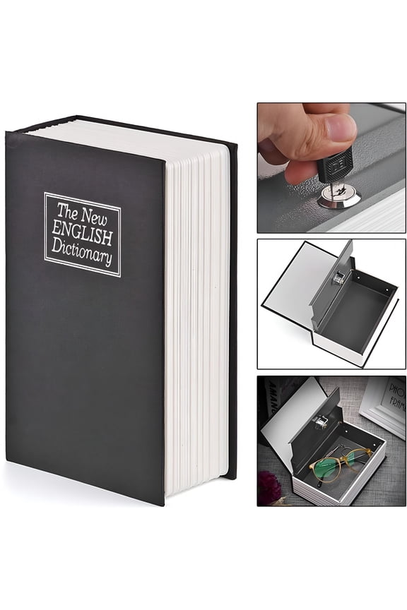 Book Safe,Metal Secret Book Safe,Stash Coverbook Safe Containers Storage Lock Box with Key Lock for Money Coins Cards Jewelry Passports Other Valuables Hiding Gift for Child(Navy Blue)