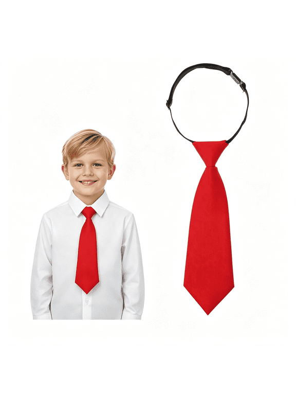 Boys Redblack Tie, Kids Clip on Tie for Boys Girls, Pre-Tie Kids Necktie for School Graduation Clip on Red Tie (2-8 Years)