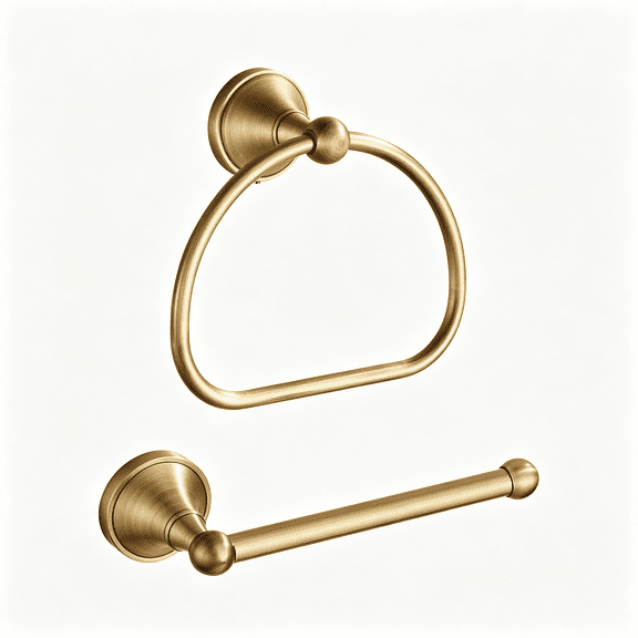 XIBUFE Brass Toilet Paper Holder,Antique Brass Towel Ring,Hand Towel Holder Hanger Half Round Wall Mounted Bathroom Accessories 2Pc Gold Bathroom Decor
