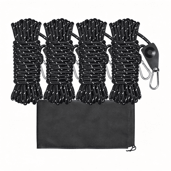 XIBUFE Camping Ropes Guy Line-Tarp Tie Down Ropes with Ratchet System,Pulley&Reinforced Metal Gear-Adjustable Heavy Duty Guy Lines for Canopy Tent,Quick Setup Outdoor Strap-4Pack-6Pack