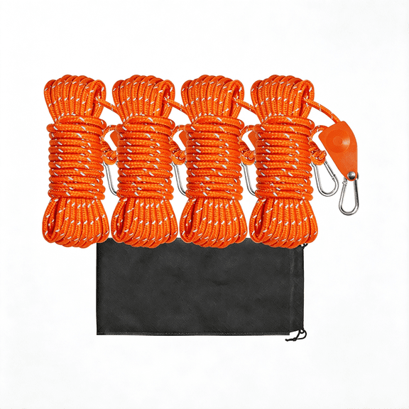 XIBUFE Camping Ropes Guy Line-Tarp Tie Down Ropes with Ratchet System & Reinforced Metal Gear-Adjustable Heavy Duty Guy Lines for Canopy Tent,Quick Setup Outdoor Strap-4Pack-6Pack