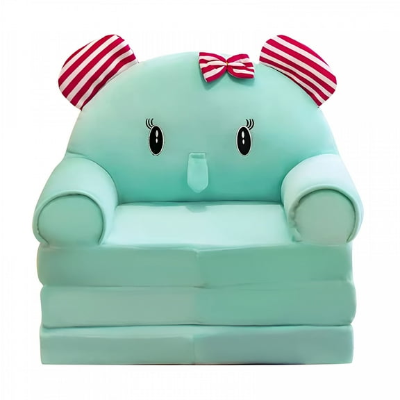 XIBUFE Cartoon Baby Children'S Three-Layer Foldable Two-In-One Sofa Lazy Chair Stool (Without Liner Filling) Cartoon Elephant A,Plush Seats