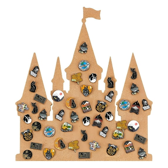 XIBUFE Castle Pin Board Cork Board 14.2X11.8Inch Bulletin Display Board Brooch Jewelry Display Cork Tray Pin Display Board