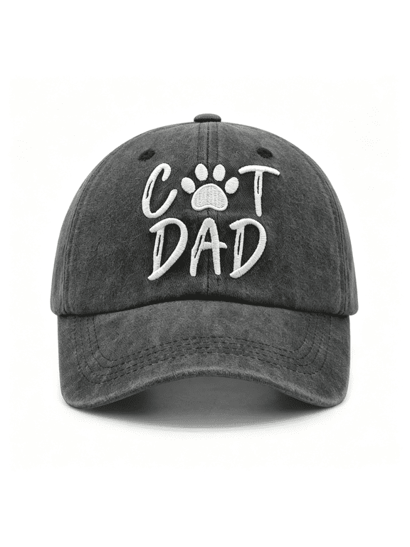 Cat Dad Hat for Men,Embroidered Adjustable Cotton Baseball Cap,Funny Fathers Day Birthday for Cat Lovers,Soft Cat Hats for Men