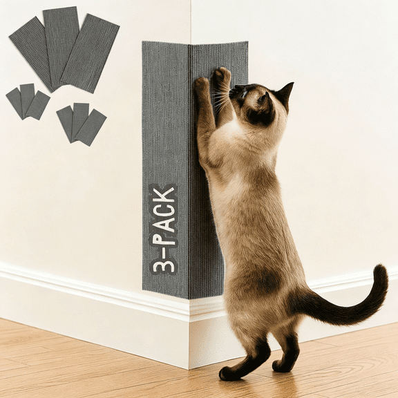 XIBUFE Cat Scratch Mat (3 Pack),23.6'' X 11.8'' Cat Wall Corner Scratcher,Versatile Self-Adhesive Replacement Easy Use for Cat Trees Wall Furniture,Scratching Posts,And Couch Protection