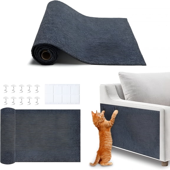 XIBUFE Cat Scratcher, Fun Interactive Scratchers, Posts, Poles, Claw Safe, Furniture Saver Indoor Play Support Natural Cat Behaviors Heavy Duty - Gray (39.4 X 15.8)