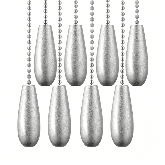XIBUFE Ceiling Fan Chain Pulls Decorative Extension 12 Inches Silver Color Wooden Pull Chain Fan Pulls Set Ornaments for Ceiling Light Lamp Fan Chain 8 Pcs
