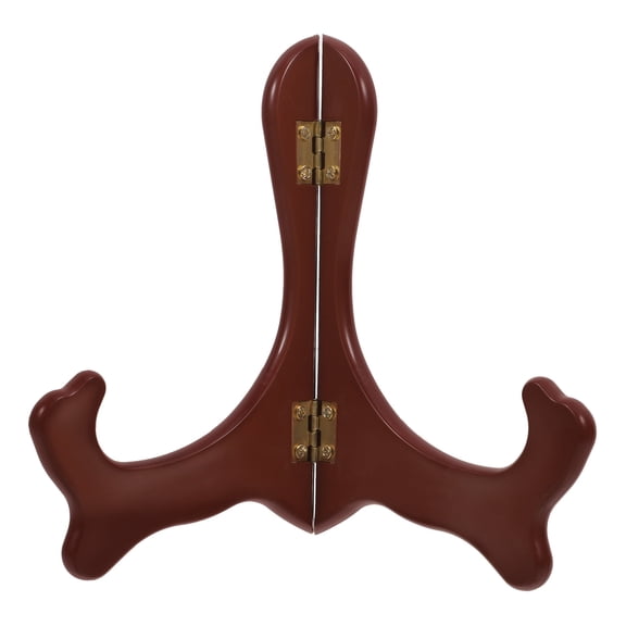 XIBUFE Ceramic Dish Display Stand Plastic Easel Plate Display Stand Plate Holder Picture Frame Folding Display Stand Photo Stand Dining Room Tabletop Easel Tea Cake Rack Brown,5.51X5.51X3.74