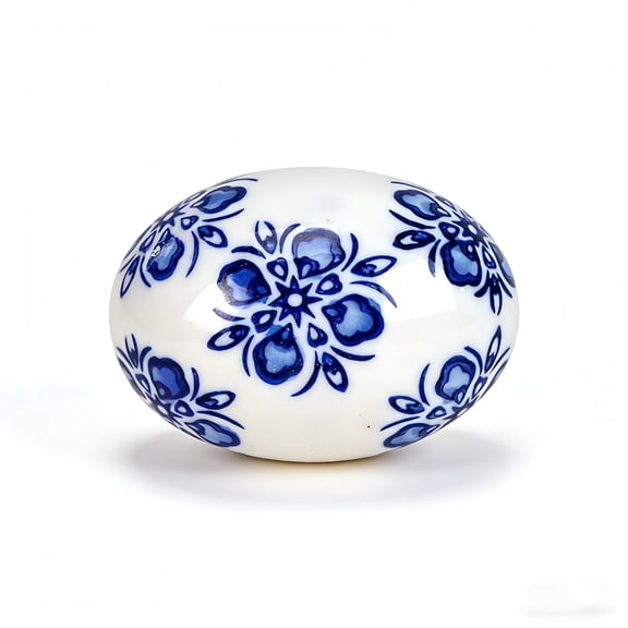XIBUFE Chinoiserie Style Porcelain Balls Eggs Decoration Easter Table Settings&Spring Home Decor,Blue and White Floral Design,Handpainted Ceramic Easter Eggs Stones Collection