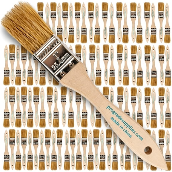 XIBUFE Chip Paint Brushes-96-Pack-1" Chip Brushes for Paints,Stains,Varnishes,Glues,& Gesso-Home Improvement-Interior & Exterior Use Light Brown